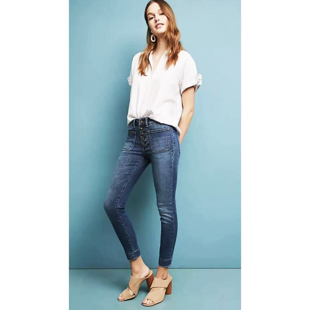Anthropologie Pilcro Letterpress Womens Jeans Denim Jegging Stretch Button Front
